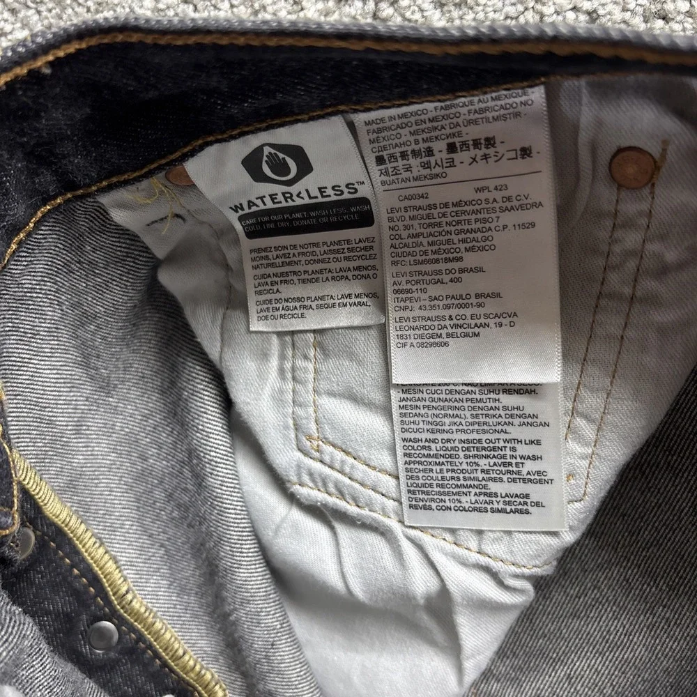 Levi's 501 XX Button Fly Mens Measure 34x30 (36x32 On Tag) Black Denim Jeans EUC